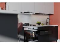 Кухня "Мемфис" 2400 Белый софт/Черный трюфель МДФ в Луганске, ЛНР