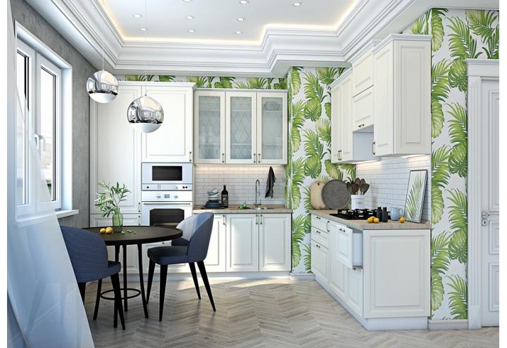 Кухня "Ницца" 2400х1800 Дуб кремовый МДФ в Луганске, ЛНР